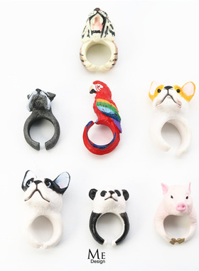 动物戒指情侣男女日韩潮人可调节指环儿童可爱CLING Animal Ring