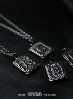 26英文字母钛钢项链