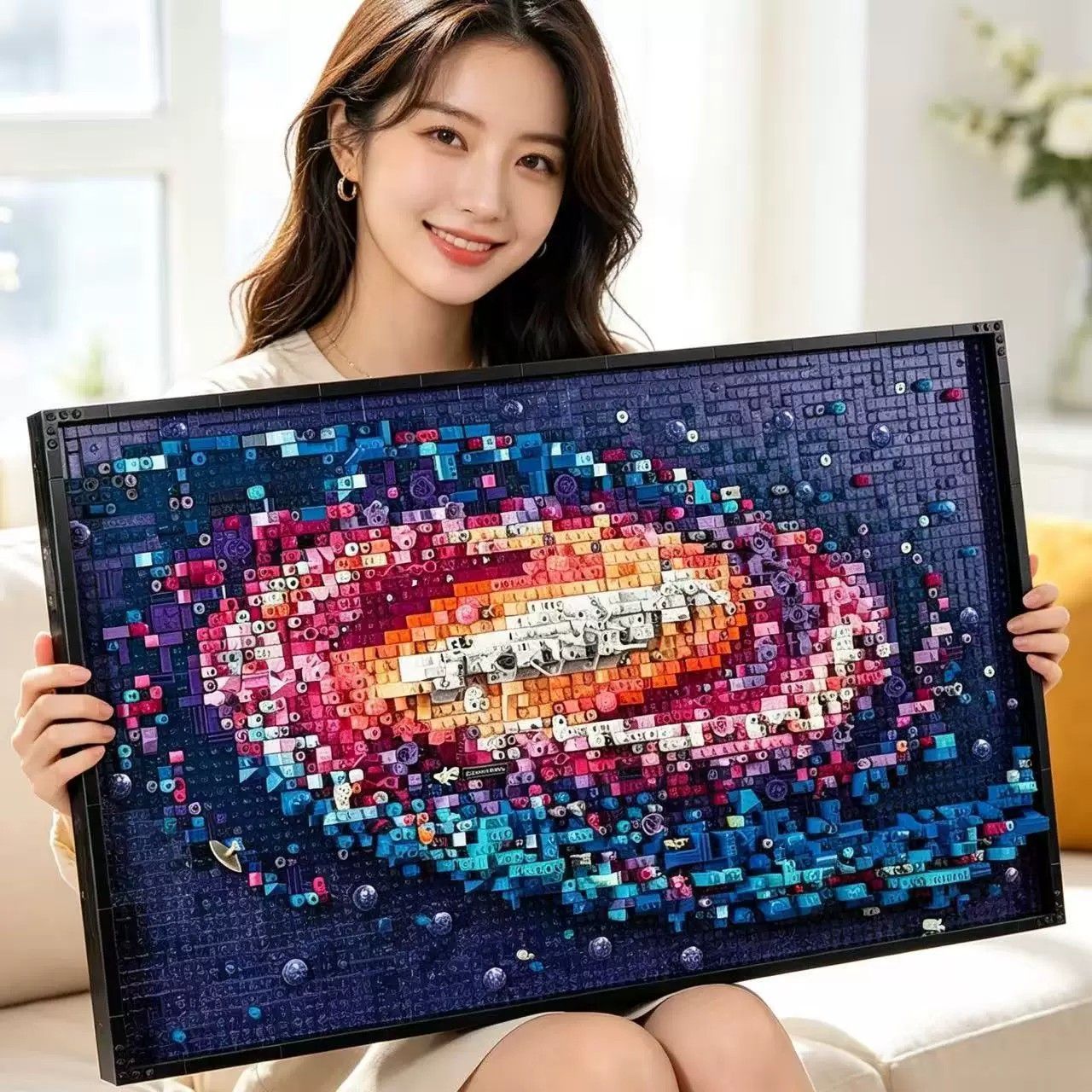 银河系像素画艺术生活系列拼装积木男孩玩具壁画31212