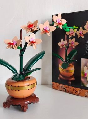 积木梅兰竹菊四君子10343/10344/10368/10369装饰摆件高难度男孩