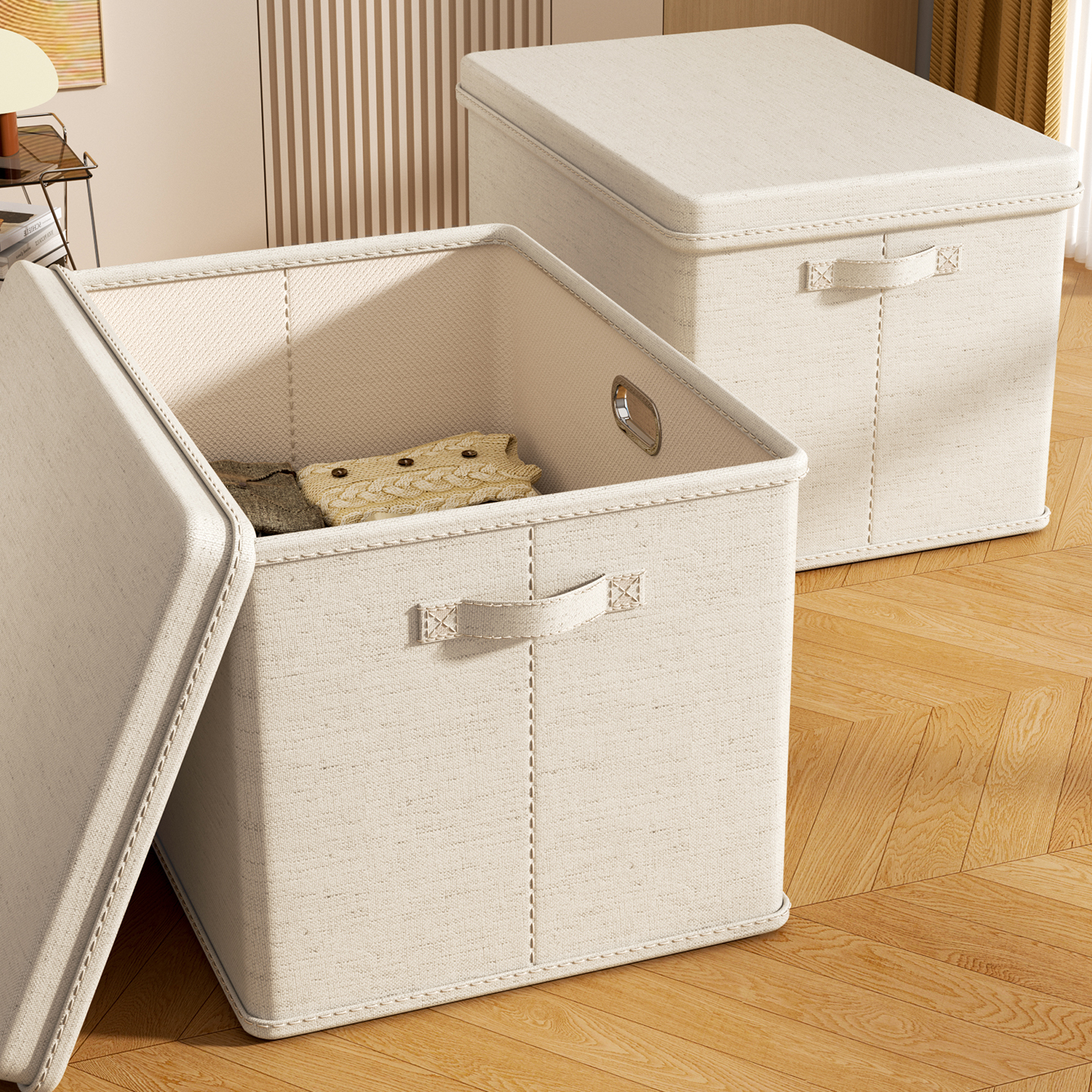 天山棉麻衣服收纳箱衣柜分层神器