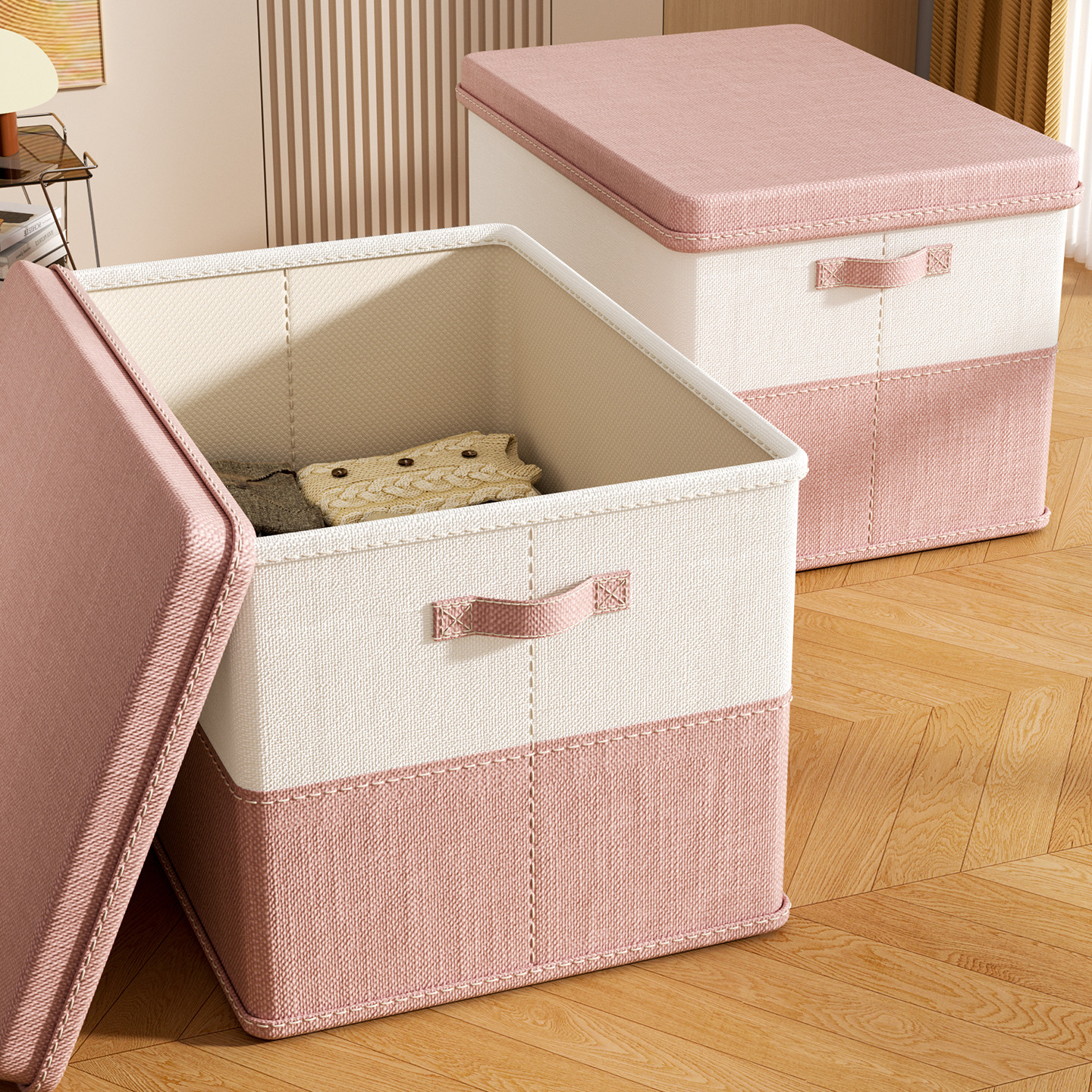 家用衣服收纳箱衣物整理盒大容量超大折叠加厚衣柜储物箱神器布艺