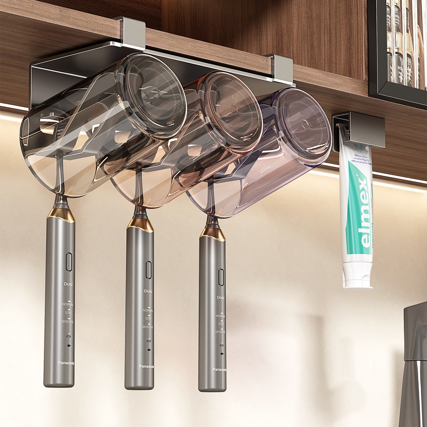 镜柜下牙刷置物架免打孔