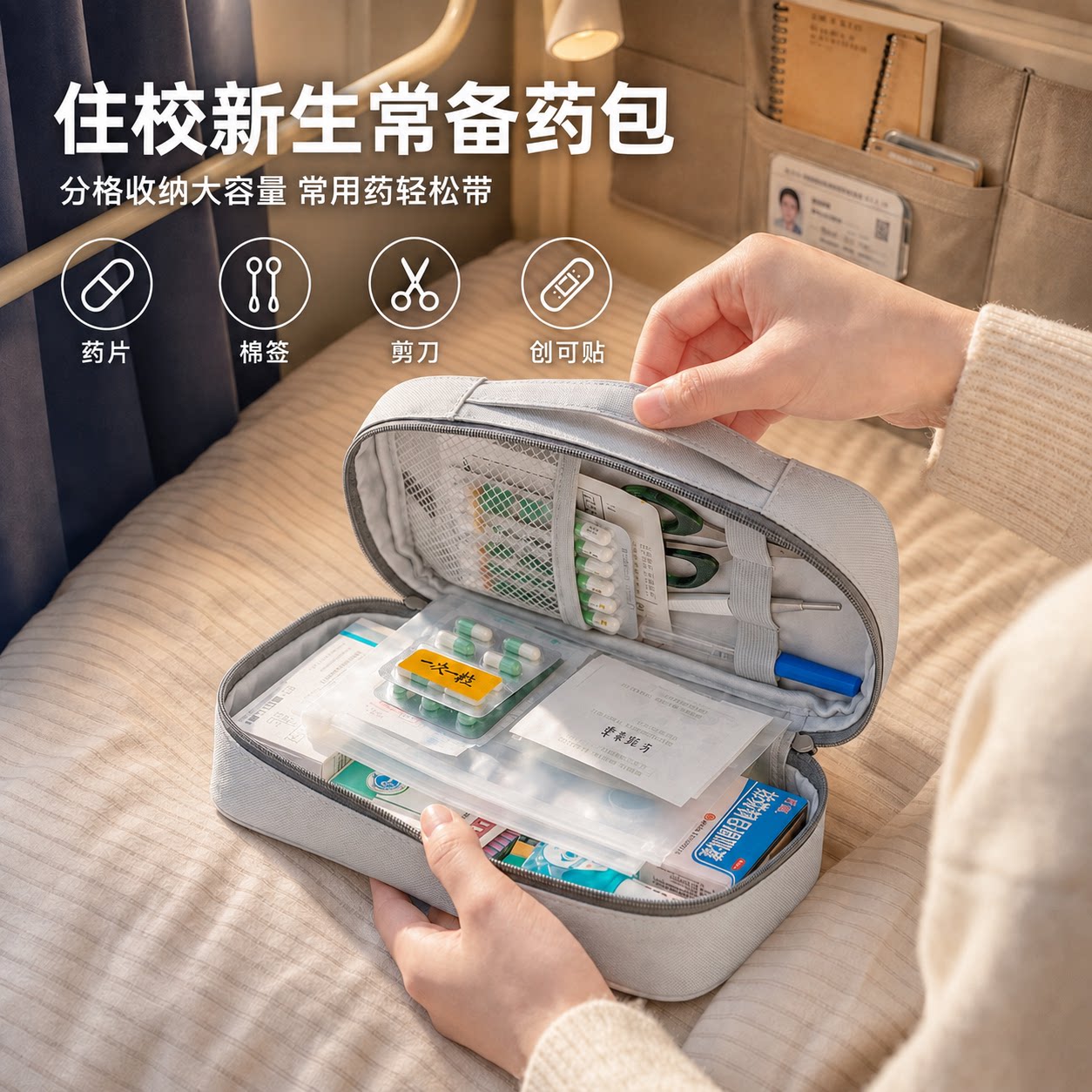 宿舍药包学生药箱便携式住校必备药品收纳包药物高中生医药袋旅行图片