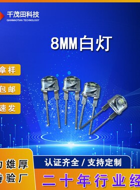 f8草帽有边无边白灯1瓦led灯珠8mm白色光大功率灯珠0.5W1W 大支架