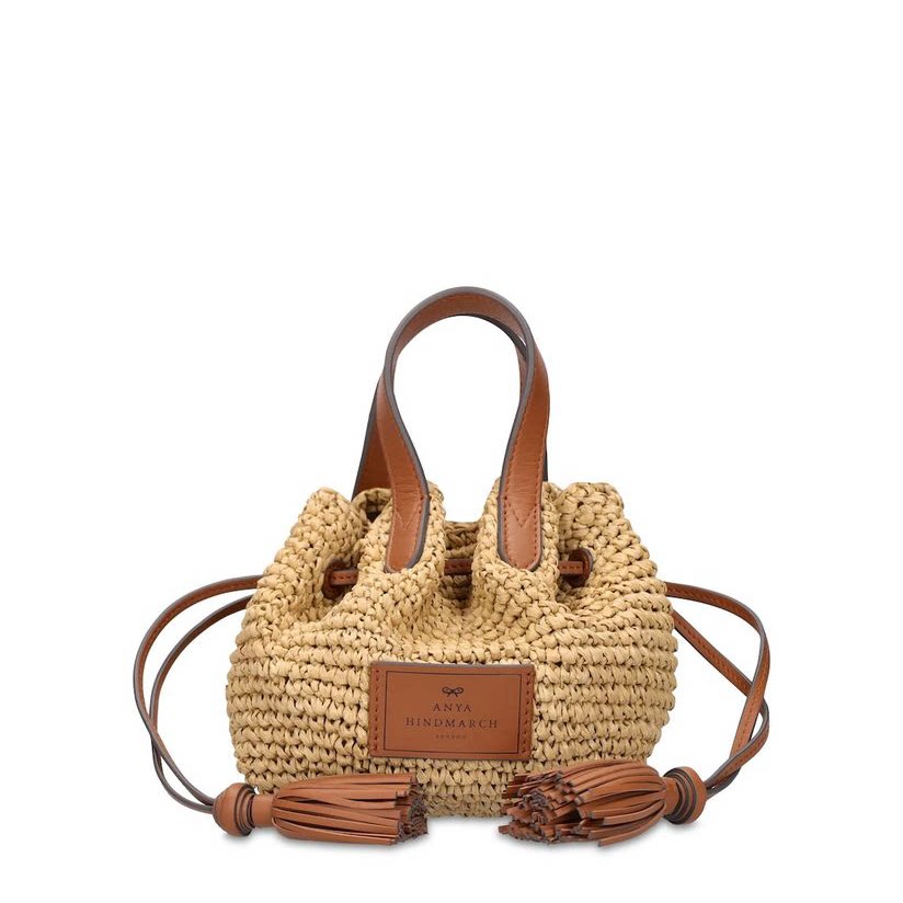anya hindmarch 安雅·希德玛芝 小号草编皮革手提包女