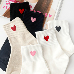 韩国正品可爱甜美女袜子纯棉小桃心形短袜女士学院风短筒棉袜潮袜