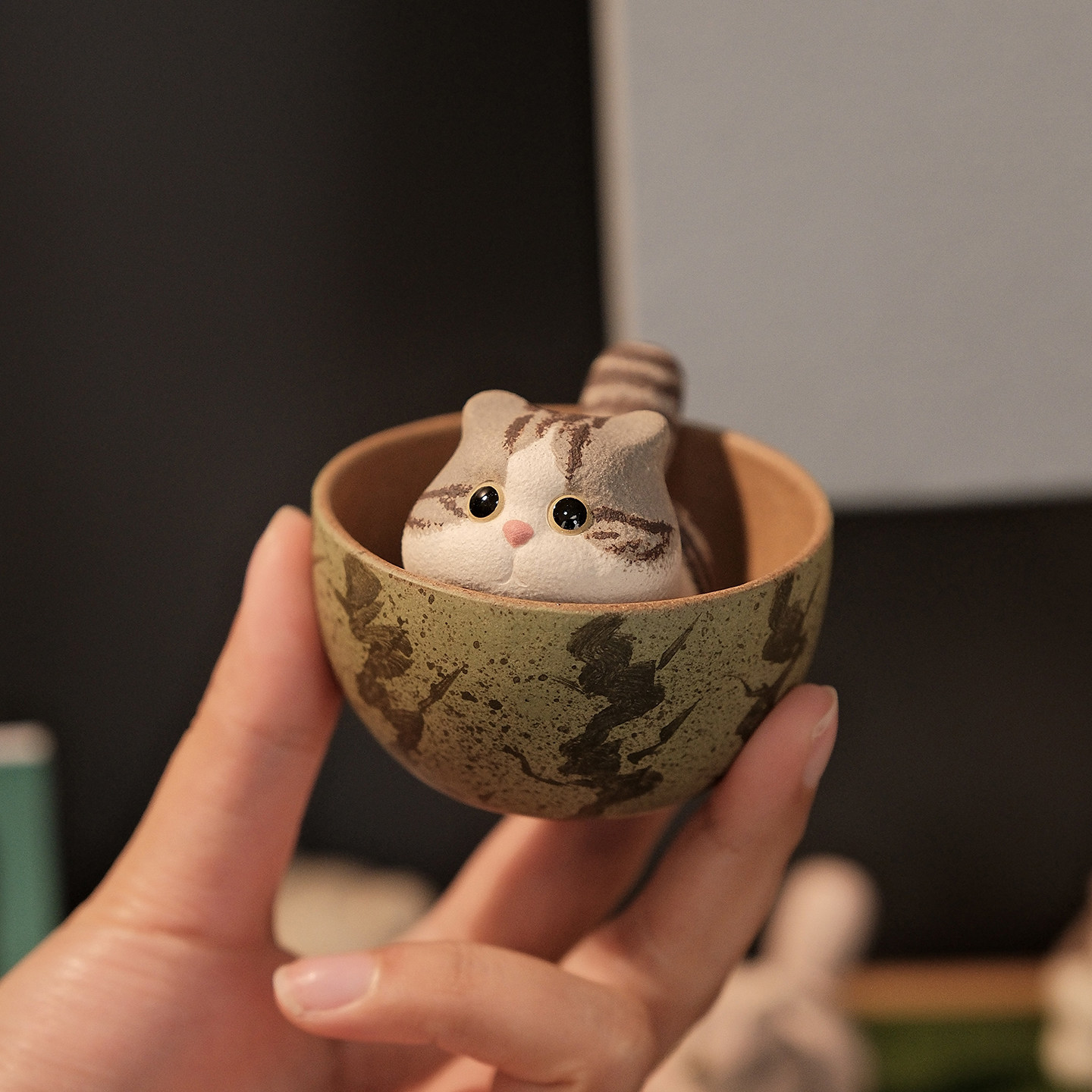 小猫咪原创紫砂精品茶宠礼物可爱猫猫周边工位茶台茶桌面摆件礼品