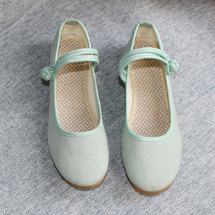 古风民国风茶艺师夏 平底汉服亚麻旗袍鞋 老北京平底布鞋 女复古中式