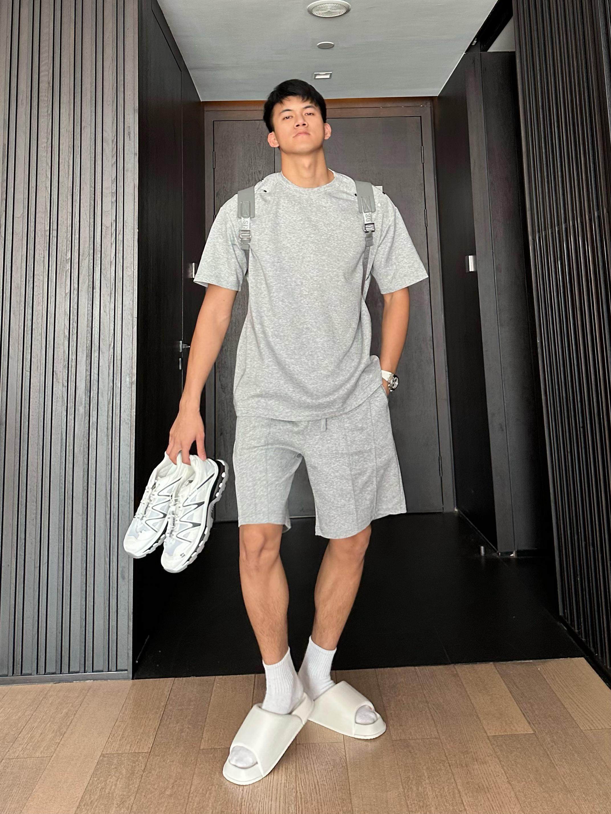 光膀子哥【靓仔出街】夏季宽松休闲运动时尚透气短袖t恤短裤套装