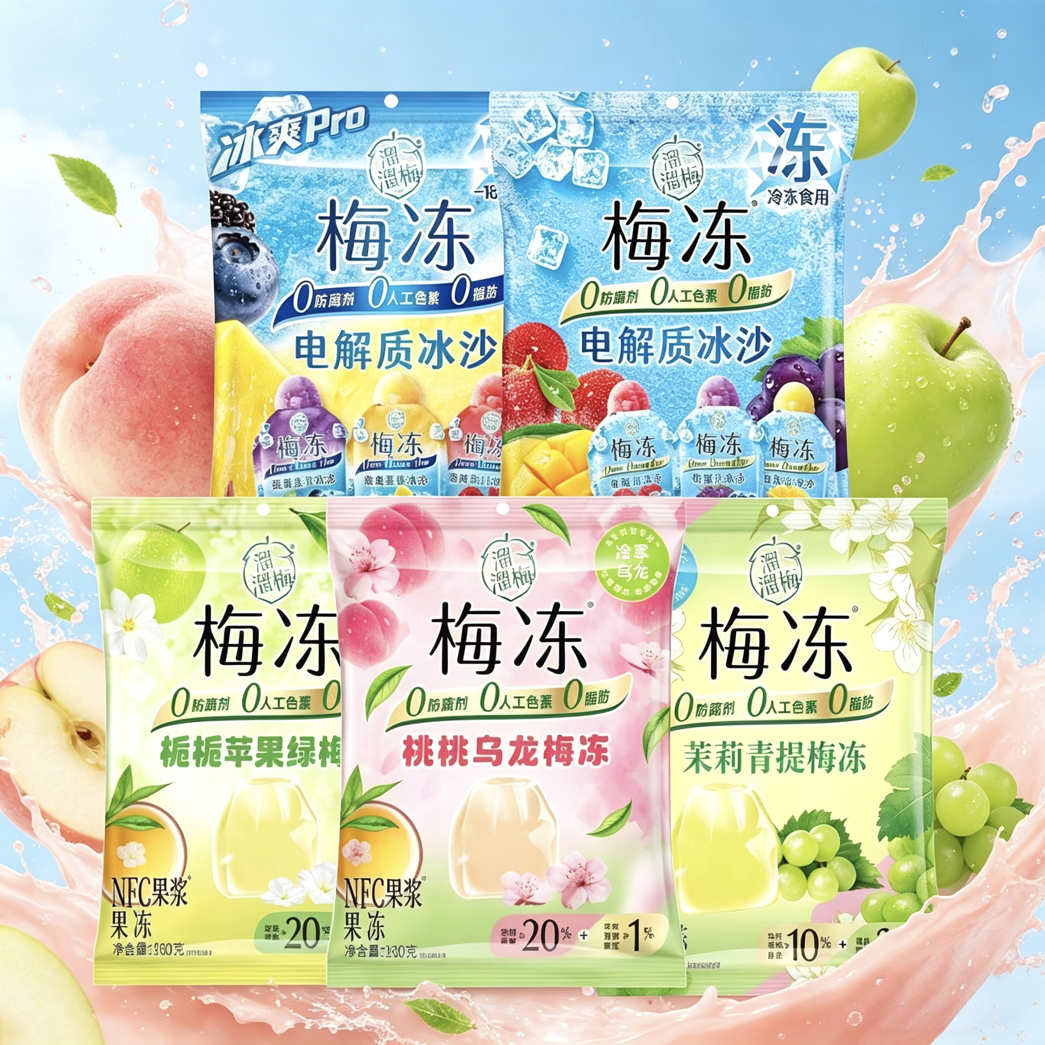 溜溜梅梅冻电解质冰沙NFC鲜果生榨果汁冰品果冻儿童零食孕妇小吃