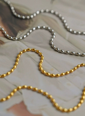 欧美简约百搭米粒项链豆豆链女choker钛钢镀金小众锁骨链裸链配饰