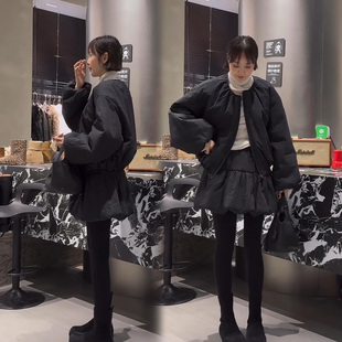 外套 减龄宽松薄棉灯笼袖 A字蓬蓬裙两件套女 时尚 欧货2025秋冬新款