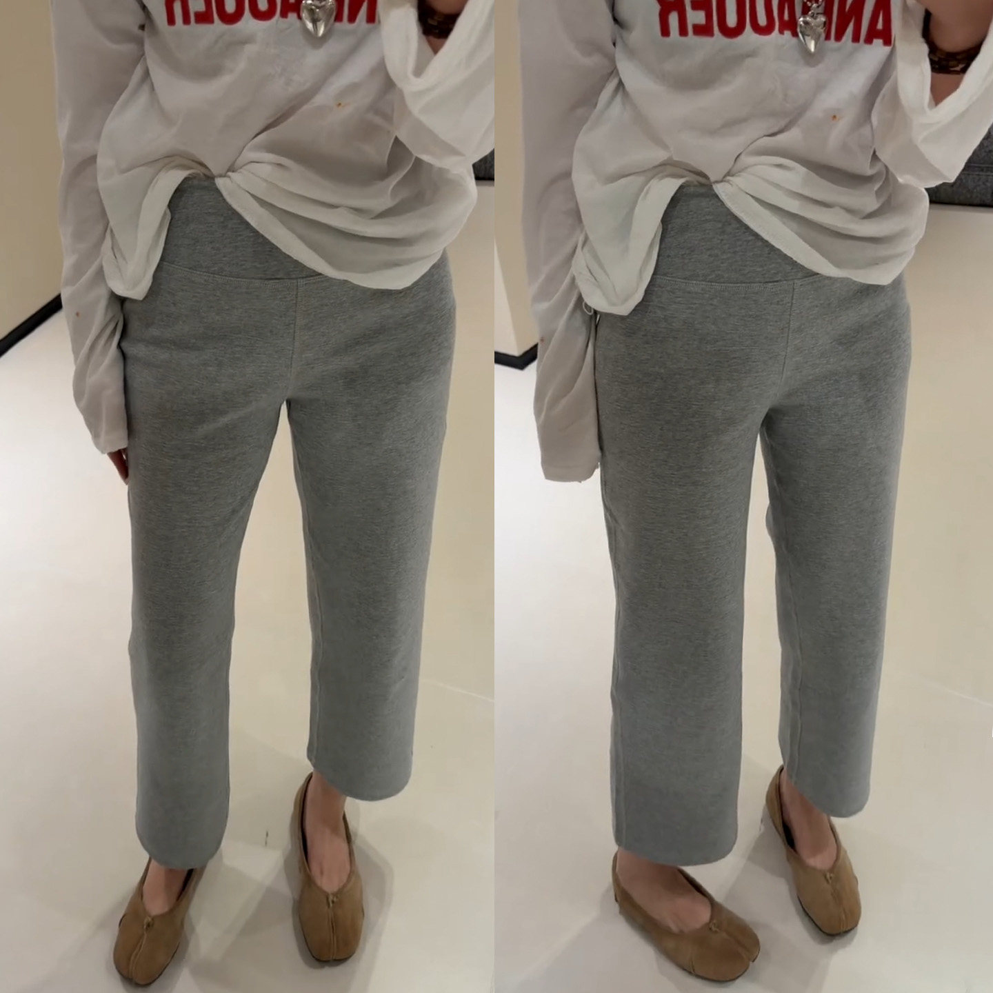 欧货灰色松紧腰九分直筒裤女2026春季新款净版宽松显瘦弹力休闲裤