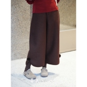 秋冬复古文艺设计毛球加厚毛呢高腰九分裤 若芙 小兔叽