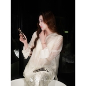 早春重磅真丝欧根缎透视防晒衬衫 若芙｜ 素月