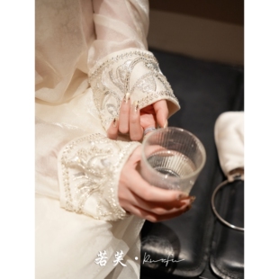 天丝衬衣上衣 清透光感重工钉珠刺绣拼接长袖 若芙｜ 银河碎