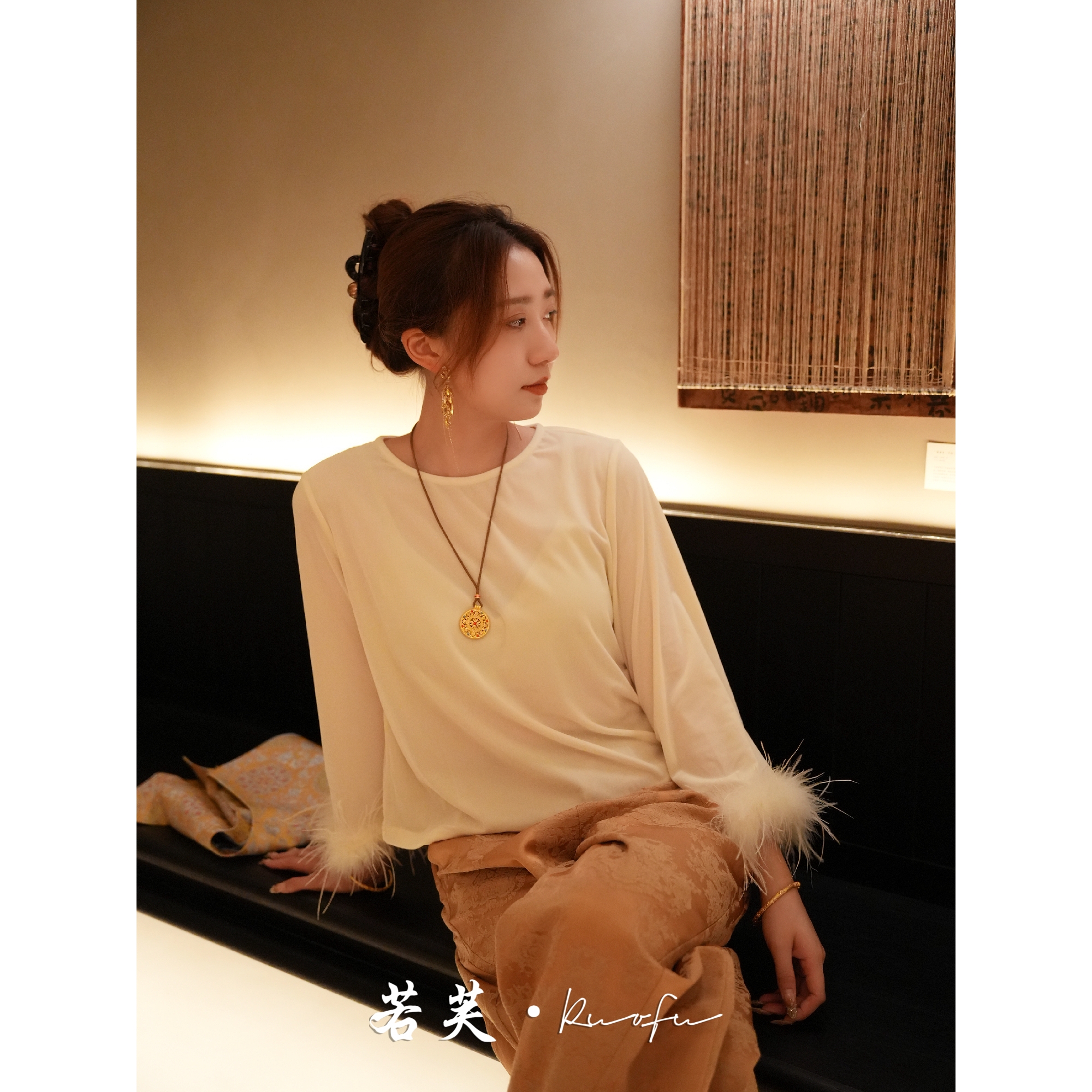 若芙桑蚕丝新中式国风打底衫