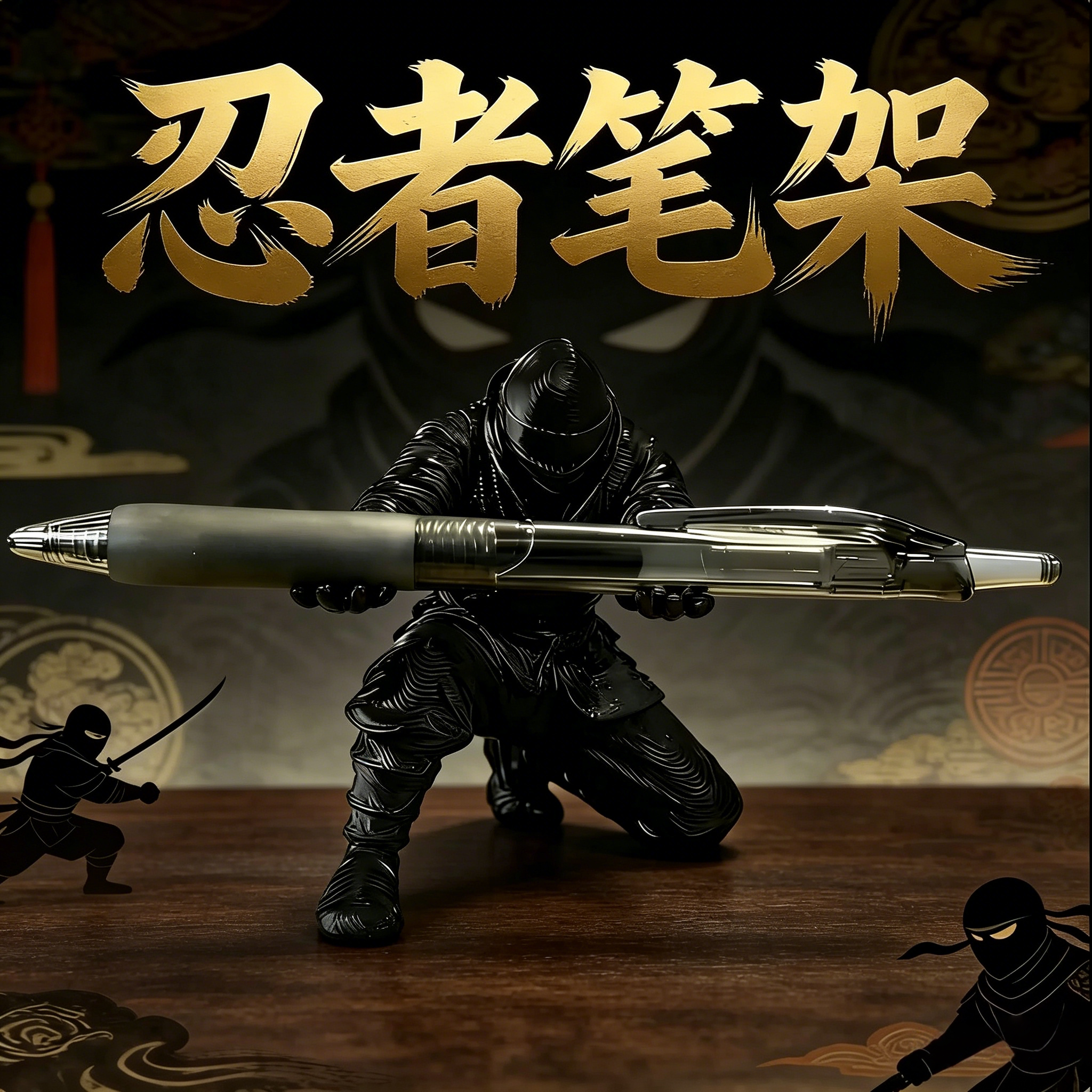 忍者3D打印创意笔架收纳摆件图片