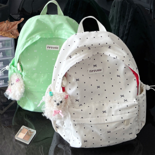 高颜值波点蝴蝶结背包少女日系初高中学生书包女大学生旅行双肩包
