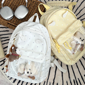 青春少女风ins波点透明痛包学生书包女生韩版 百搭小众休闲双肩包