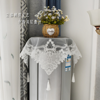 简约刺绣圆柱空调盖布轻奢