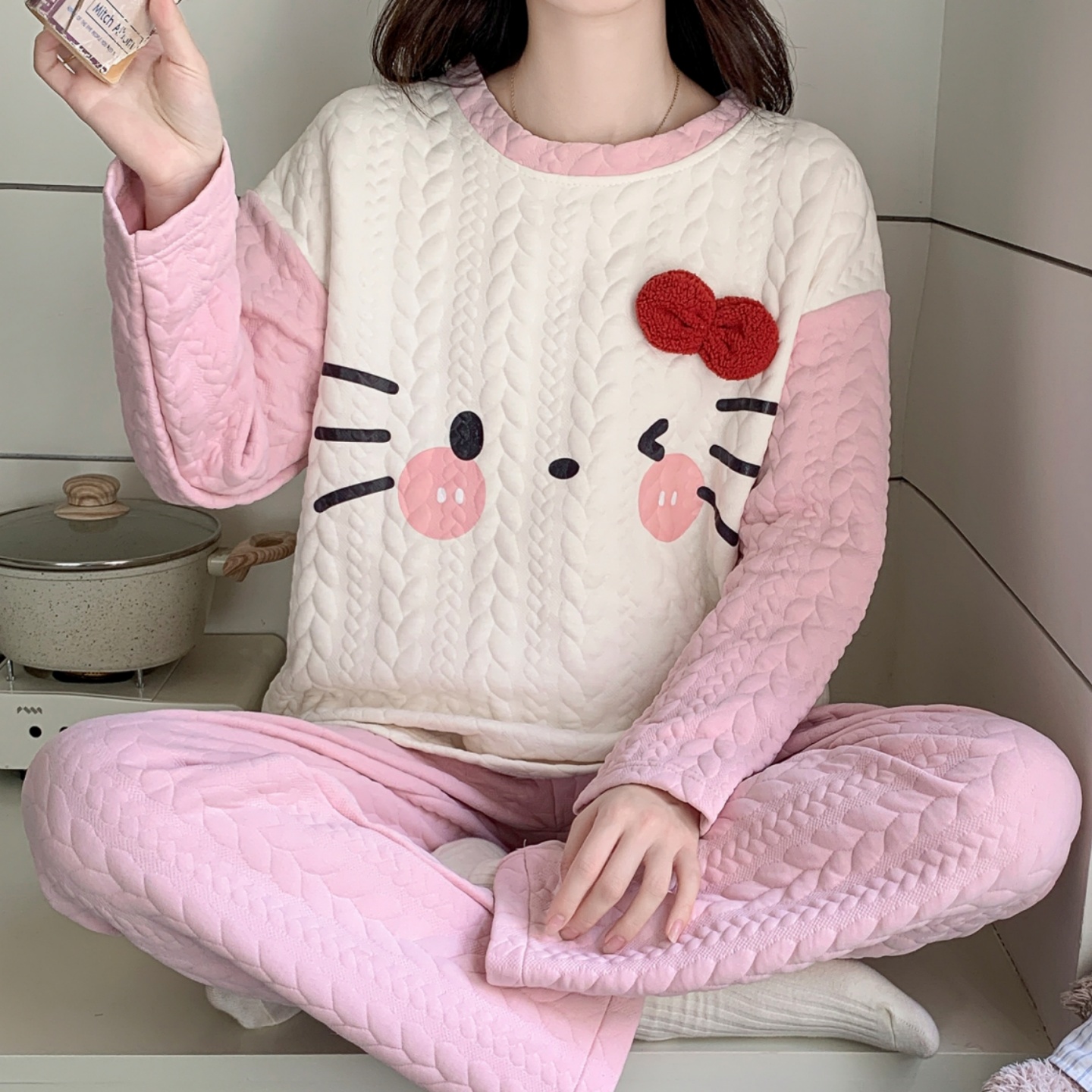 2025年秋冬季有夹层睡衣女