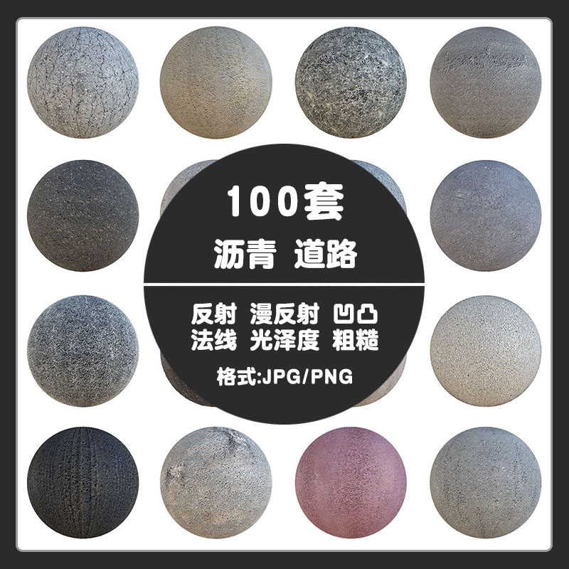 C4D高清沥青路面贴图unity3Dmax道路表面沙石泥土无缝纹理材质mb