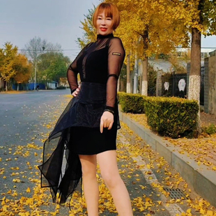 裙长85cm 三步踩欧根纱拼接半身裙 裙摆360 浩婷雪娟