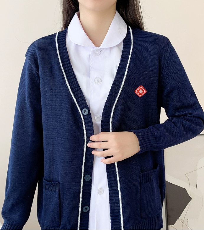 藏蓝色护士毛衣南丁加绒加厚保暖女外套开衫医院用护士服格尔
