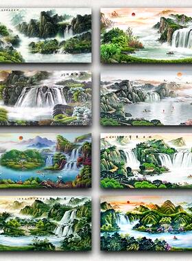 自粘新中式客厅大堂画芯流水生财