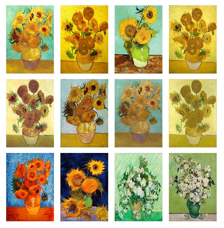 梵高走廊向日葵油画防水自粘