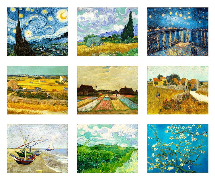 梵高星空走廊装饰画麦田世界名画