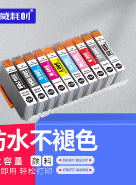 荣威耗材 适用佳能Canon PRO-300 PRO300 PFI300 A3幅面喷墨照片打印机10色墨盒颜料墨水