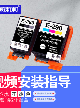 荣威耗材 兼容爱普生EPSON WF-100 WF100 WF110打印机墨盒  黑色T289墨盒 彩色T290兼容国产颜料防水墨水墨盒