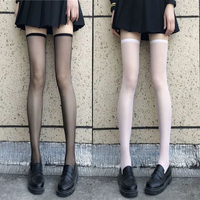 蝴蝶结黑女性感情调黑色过膝长筒袜jk制服暗黑薄cos