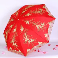 Насыщенный цветочный красный зонт