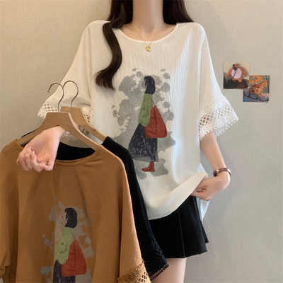 大码t恤女胖mm2025新款显瘦遮肉