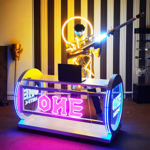 酒吧打碟台新款独立发光DJ台移动KTV音乐发光打碟机架子调音桌