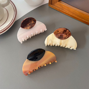 法式 高质感拼接醋酸抓夹中号发卡木纹复古发夹后脑勺半扎鲨鱼夹女