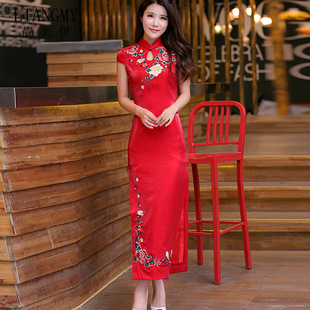 出租礼仪小姐迎宾服中国风走秀旗袍年会开业庆典颁奖剪彩红色礼服