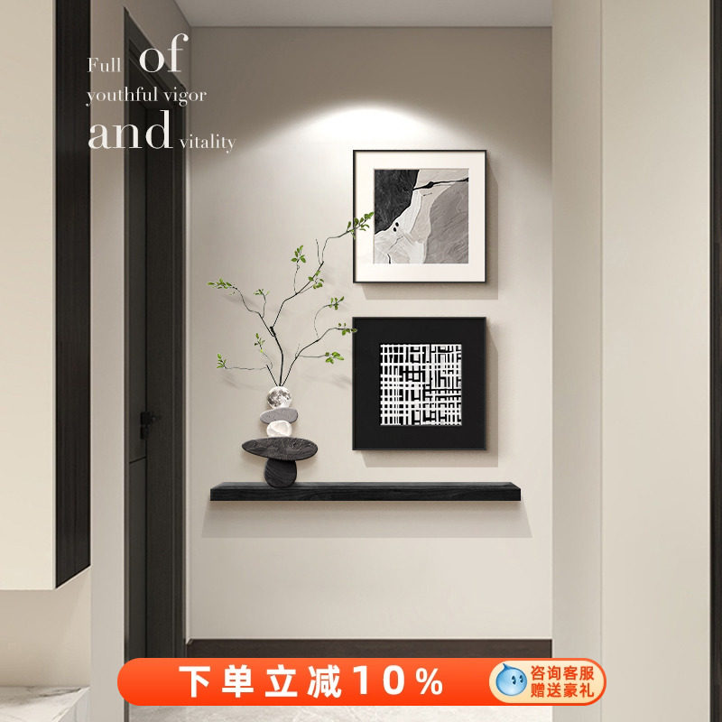 极简黑白灰玄关装饰画入户正对门壁画2025新款高级感走廊过道挂画