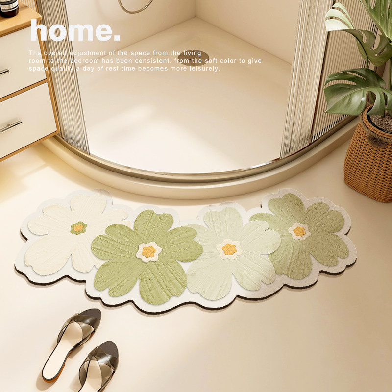 小清新浴室吸水速干地垫厕所卫生间防滑踩脚垫弧形淋浴房进门门垫,居家布艺,家用脚垫,淘宝优惠券,粉丝福利购,淘宝优惠卷