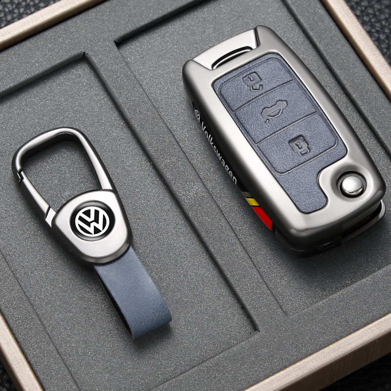 大众钥匙套宝来速腾捷达朗逸朗境Polo途岳途观途安桑塔纳车包扣壳