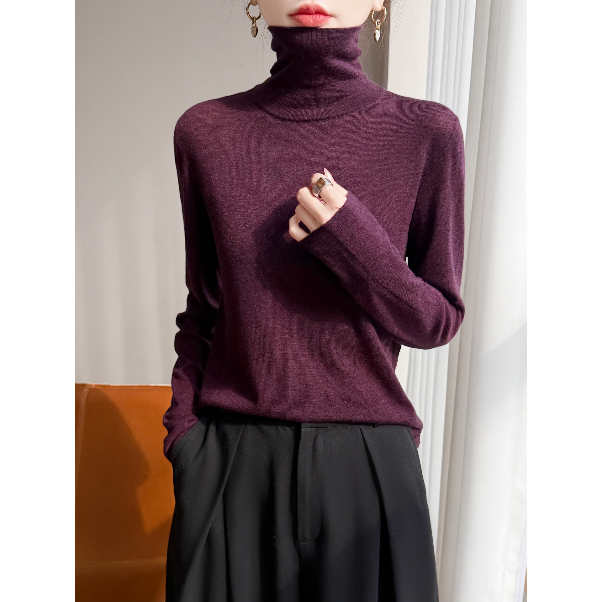 园园美衣16S水溶羊毛33%高领打底