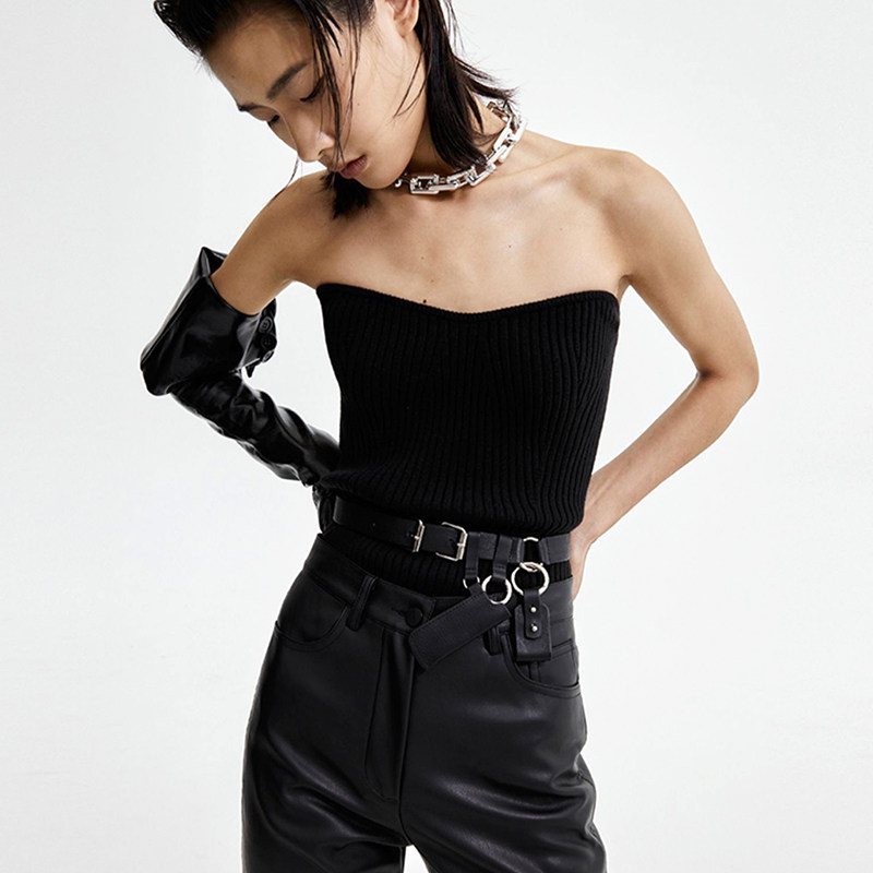 长款皮手套65cm外翻领翻边卷边黑色白色仿皮pu触屏彩色拍照跳舞蹈