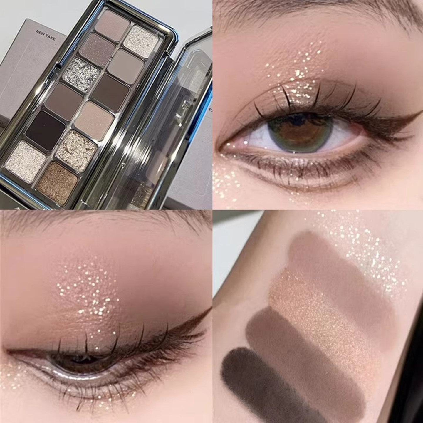 低饱和灰粉水泥盘12色眼影盘高级感大地色珠光哑光烟熏妆2025新款