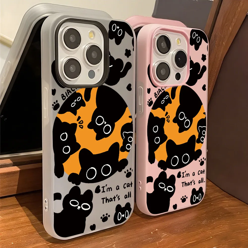 二合一果冻可爱黑猫手机保护壳