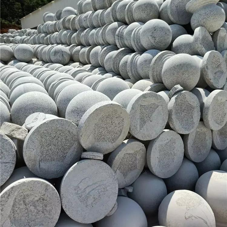 芝麻白芝麻灰挡车石球大理石户外停车场石墩子阻碍石材车止石圆球