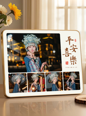 照片定制相框摆台放大洗旅拍相片做桌摆冲印全家福纪念水晶高级感